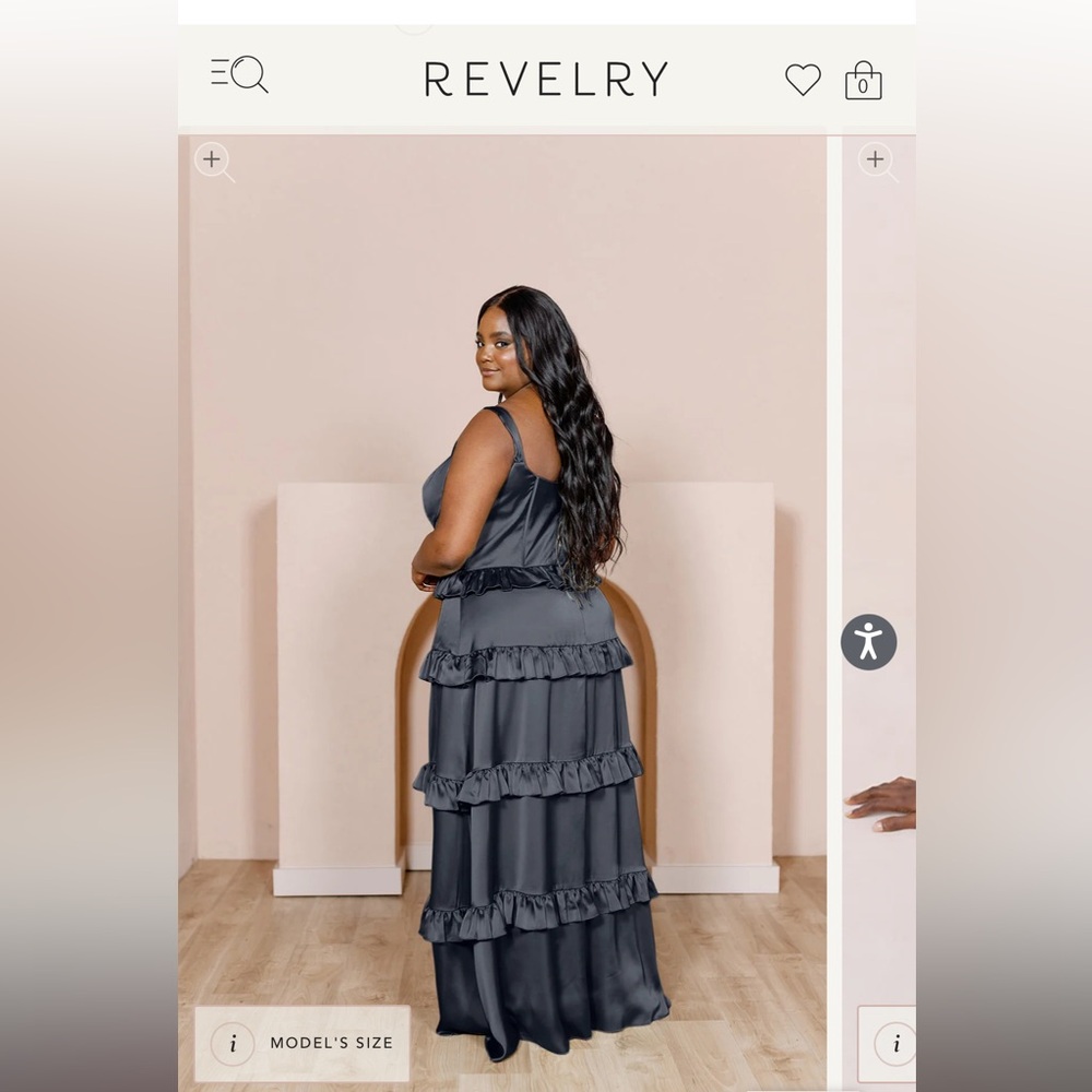 Revelry Sloan Satin Dress in Black Size 8 - Picture 3 of 3
